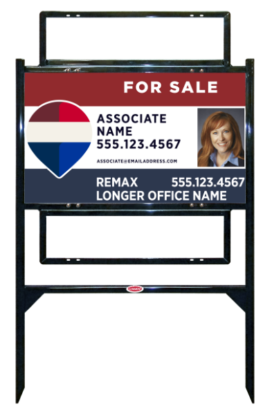 Angle Iron Frame w 2 Rider Insetrs and Associate Name w Photo Unit, 18h x 30w, Steel